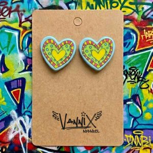 Vannix Blue Red Yellow Cartoon Heart Earrings